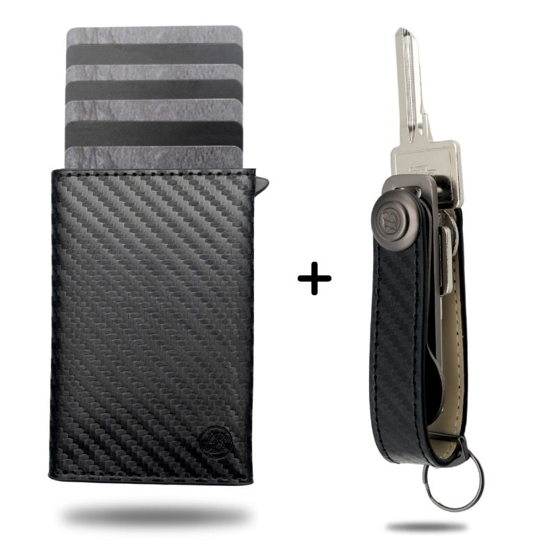 Wallet 3.0 + Schlüsseletui Set - Essentialbag #farbe_Carbon Stealth